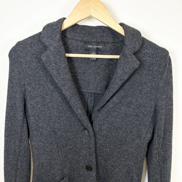 McDuff Sweater Women’s Small Gray Wool Cashmere Blend Cardigan Office Classic - Picture 2 of 11